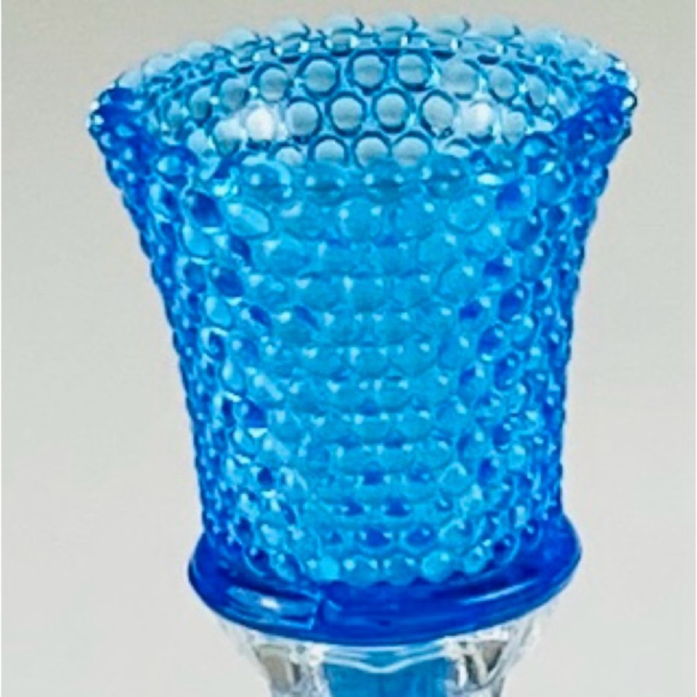Blue Hobnail Glass Votive Candle Holder